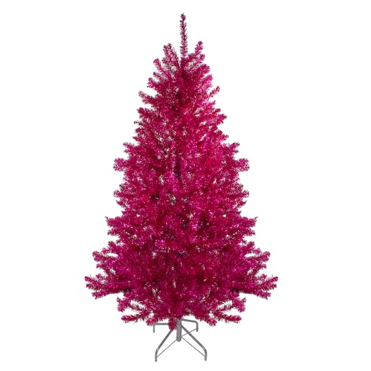 6ft. Unlit Metallic Pink Tinsel Artificial Christmas Tree